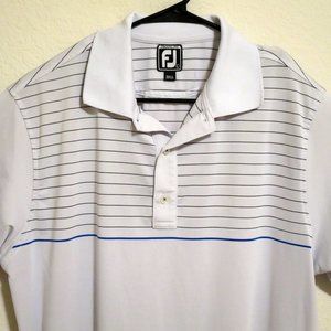 FootJoy Mens Short Sleeve Golf Polo Shirt Size Large Grayish White Black Stripes